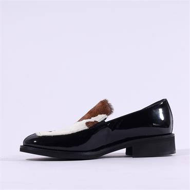 Marco Moreo Maura Fur Slip On Loafer - Black Cow